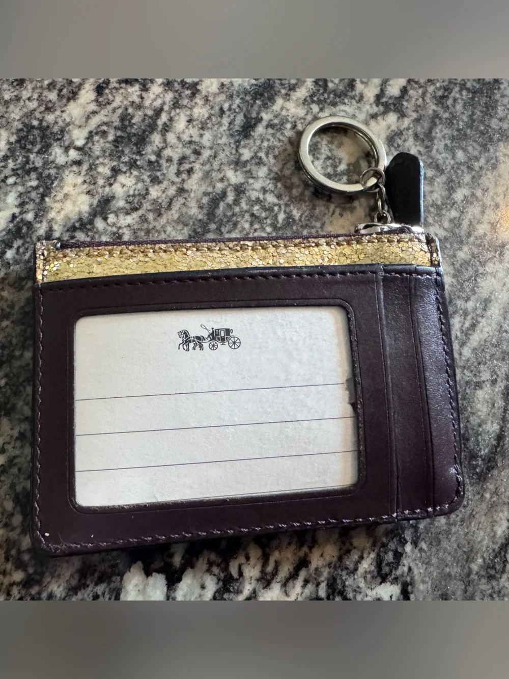 Coach Glitter Card Case Keyring - Gold